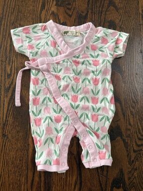 Monica and Andy Baby Tulip Kimono Bodysuit - Pink Floral
